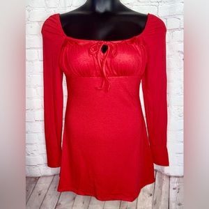 Red Front Tie Mini Dress
